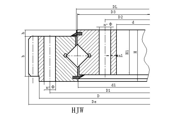 Series HJ-Single Row Cross Roller Slewing Bearing-External Gear